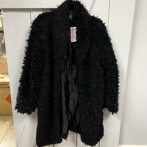 Wild Favle XL Black faux fur Coat lined NWT